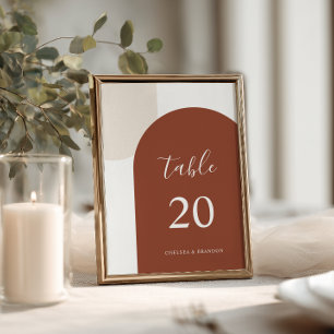 Elegant Terracotta Boho Arch Wedding Table Number