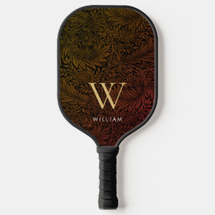 Elegant Terracotta Boho Botanical Pattern Monogram Pickleball Paddle