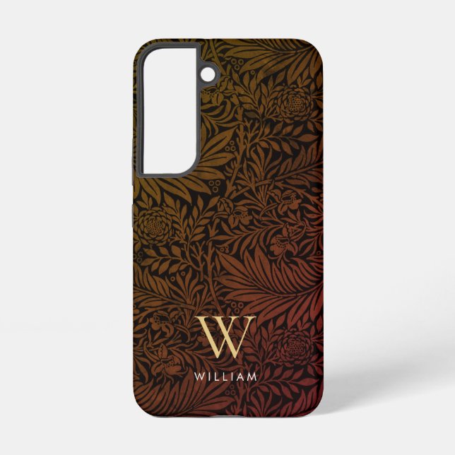 Elegant Terracotta Boho Botanical Pattern Monogram Samsung Galaxy S22 Case (Back)