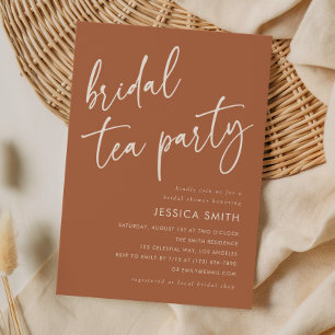 Elegant Terracotta Boho Bridal Tea Party Shower Invitation