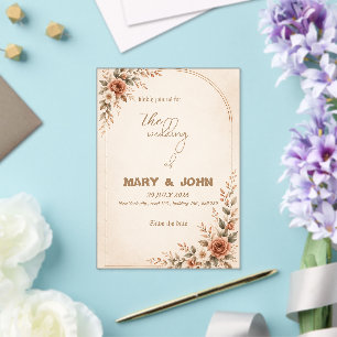 Elegant Terracotta Boho Rustic Wedding invitation