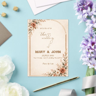 Elegant Terracotta Boho Rustic Wedding invitation