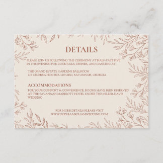 Elegant Terracotta Botanical Monogram Details Enclosure Card