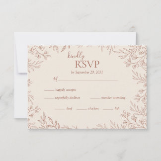 Elegant Terracotta Botanical Monogram Wedding RSVP Card