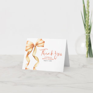 Elegant Terracotta Bow Bridal Shower Thank You Card