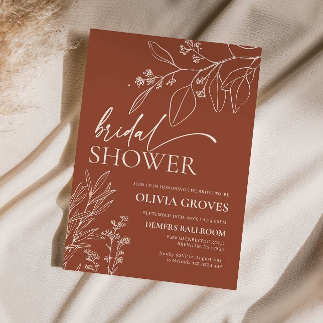 Elegant Terracotta Bridal Shower Invitation (Creator Uploaded)