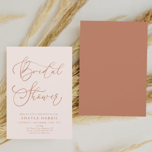 Elegant Terracotta Calligraphy Bridal Shower Invitation