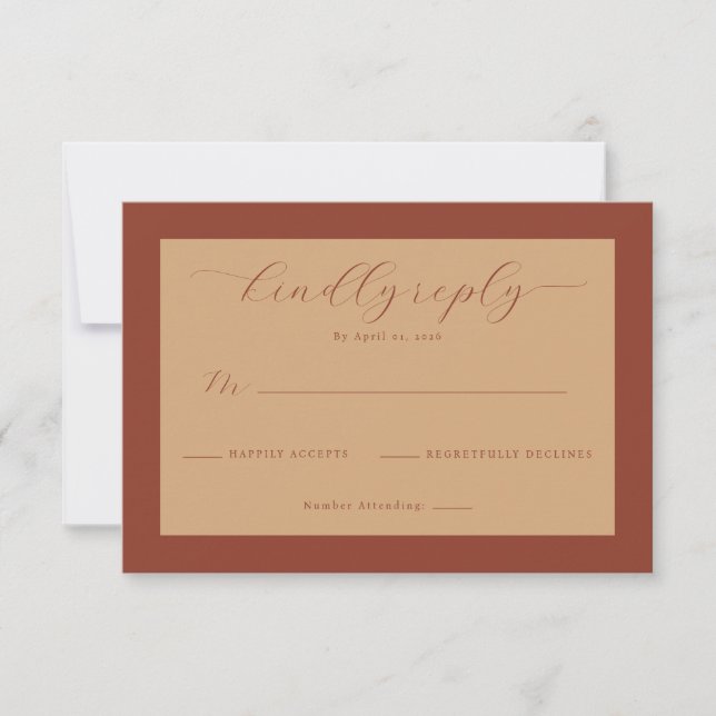 Elegant Terracotta Calligraphy RSVP Card (Front)