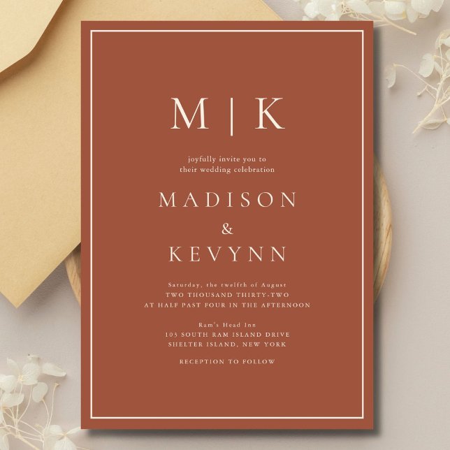 Elegant Terracotta Classic Wedding Invitation (Creator Uploaded)