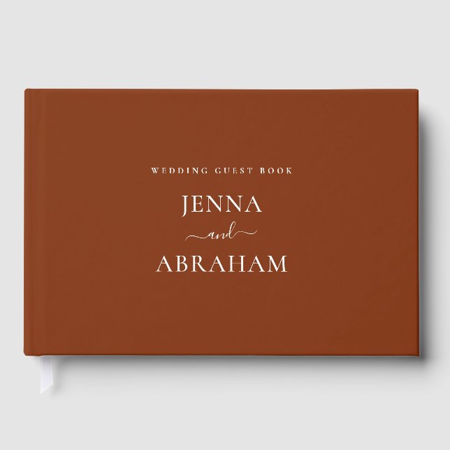 Elegant Terracotta Custom Wedding Guest Book (Front)