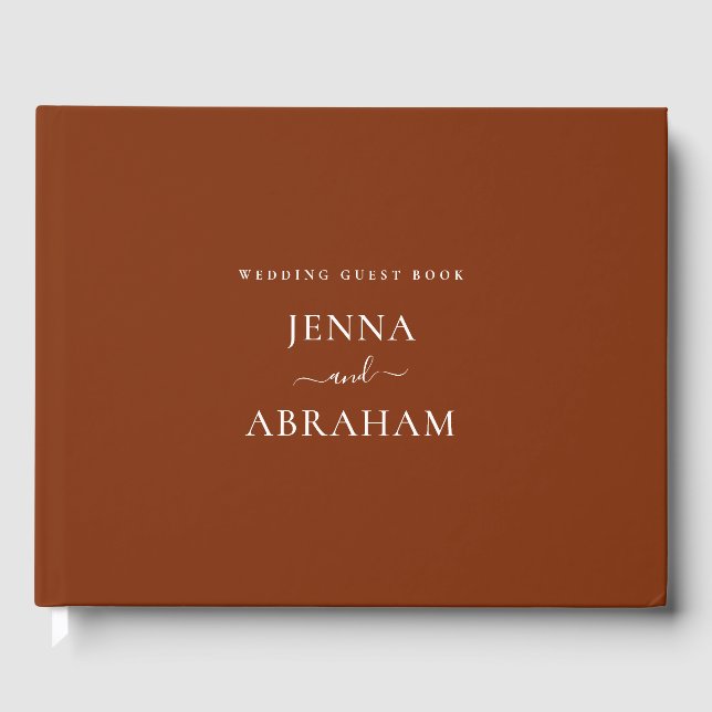 Elegant Terracotta Custom Wedding Guest Book (Front)