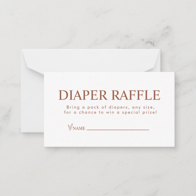 Elegant Terracotta Diaper Raffle Card (Front)