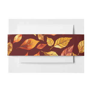 Elegant Terracotta Fall Leaves burnt orange Invitation Belly Band