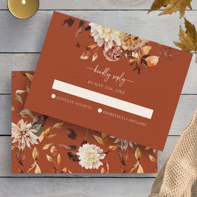 Elegant Terracotta Fall RSVP Card (Elegant Terracotta Fall 
Floral RSVP Card by Painted Paperie
)