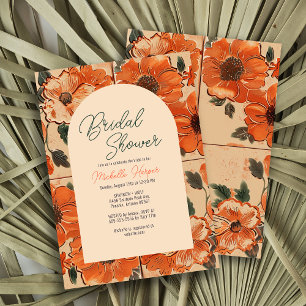 Elegant Terracotta Floral Bridal Shower Invitation