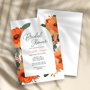 Elegant Terracotta Floral Bridal Shower Invitation