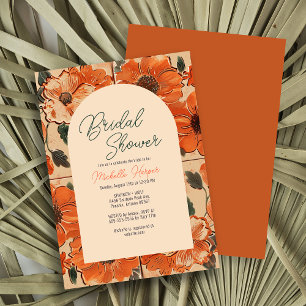 Elegant Terracotta Floral Bridal Shower Invitation