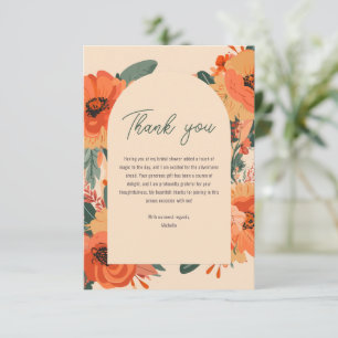Elegant Terracotta Floral Bridal Shower Thank You Card