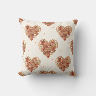 ​Elegant Terracotta Floral Hearts Watercolor Patte Cushion