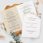 Elegant Terracotta Floral Wedding Ceremony Program<br><div class="desc">Welcome your guest with this exquisite wedding ceremony program, featuring gorgeous watercolor floral details, beige terracotta watercolor stains and hand written typography elements in gold. Personalize the wording in all sides as you wish, ours is simply an example. NOTE: this programs arrive flat and require folding down the middle to...</div>
