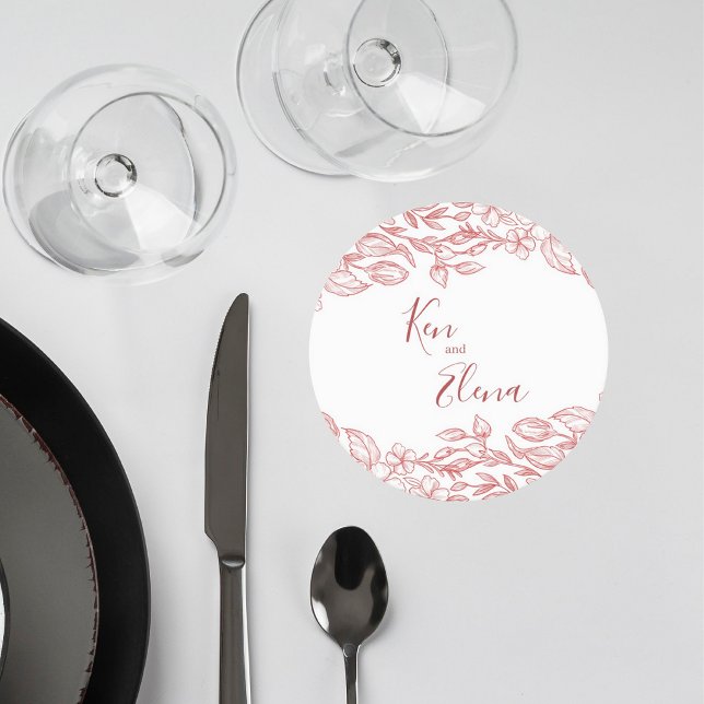 Elegant Terracotta Floral Wedding Coaster (Creator Uploaded)