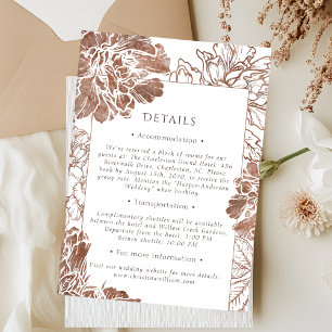 Elegant Terracotta Floral Wedding Details Enclosure Card