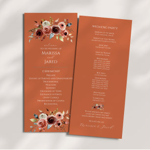 Elegant Terracotta Floral Wedding Programme