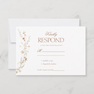 Elegant Terracotta Floral Wedding RSVP Card