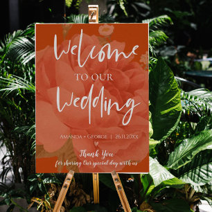 Elegant Terracotta Floral welcome To Our Wedding Poster