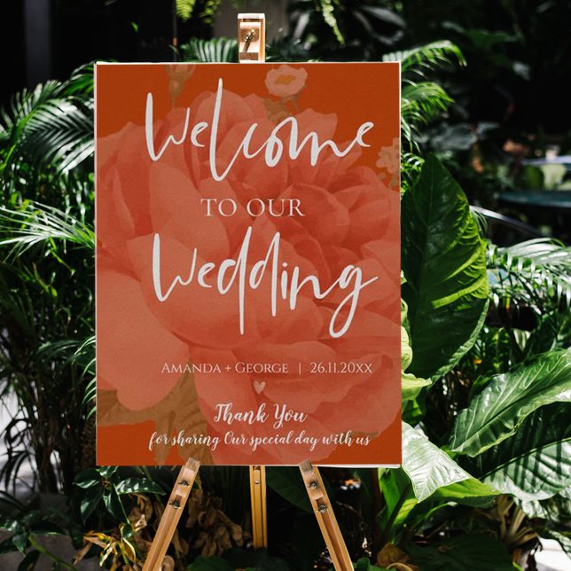 Elegant Terracotta Floral welcome To Our Wedding Poster (Creator Uploaded)