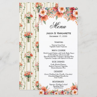 Elegant Terracotta Florals Burnt Orange Modern Menu