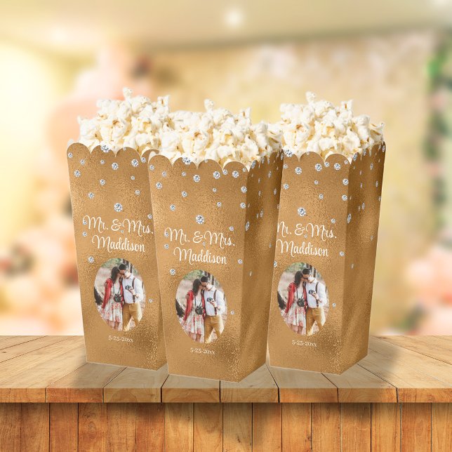 Elegant Terracotta Foil & Diamond Wedding Popcorn Favour Box (Creator Uploaded)