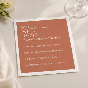Elegant Terracotta Fun Facts Wedding Napkin