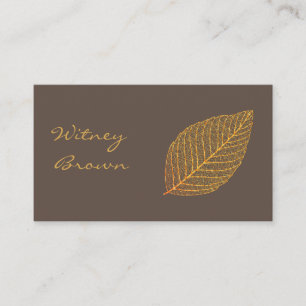 Elegant terracotta gold foil leaf business card
