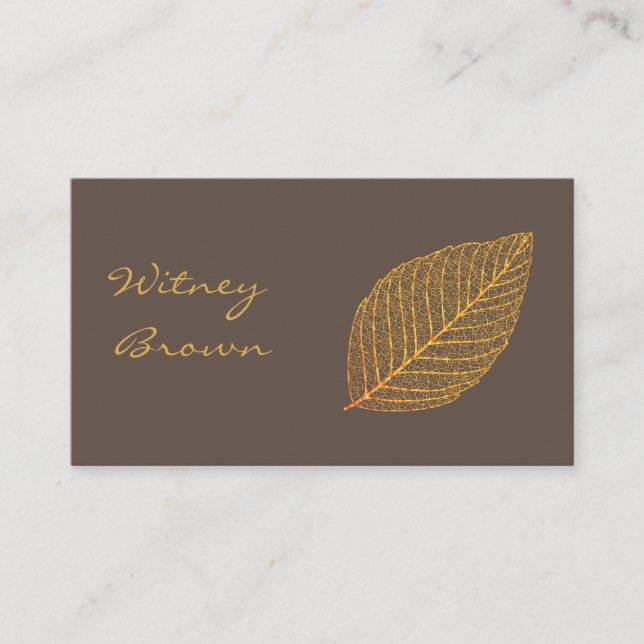 Elegant terracotta gold foil leaf business card (Front)