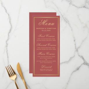 Elegant Terracotta Gold Script Wedding Menu