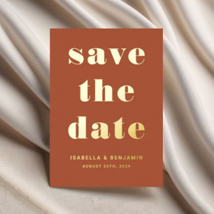 Elegant Terracotta Gold Wedding Save The Date Card