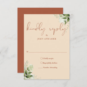 Elegant Terracotta Greenery Floral Wedding RSVP Card