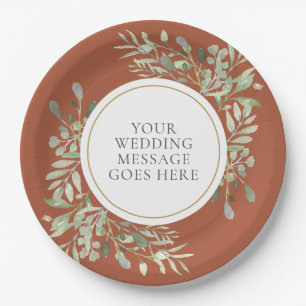 Elegant Terracotta Greenery Wedding Paper Plate