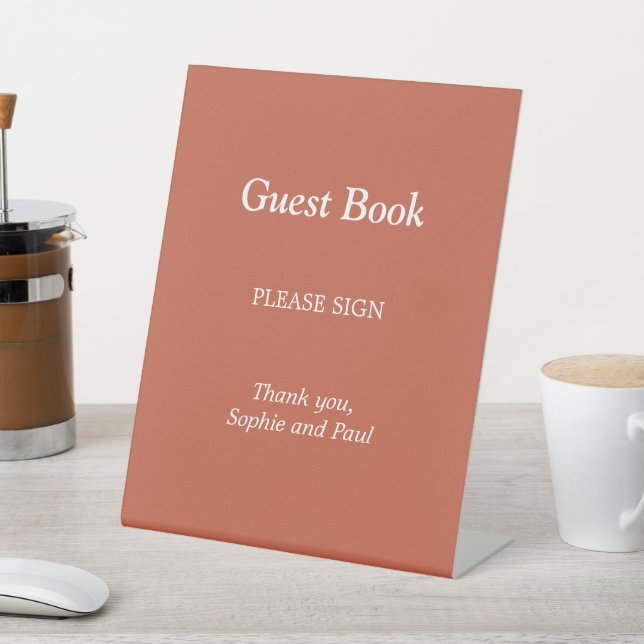 Elegant Terracotta Guest Book Pedestal Sign (In SItu)