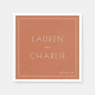 Elegant Terracotta Minimalist Names Napkin