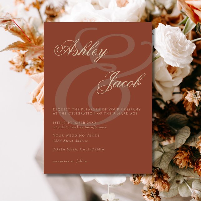 Elegant Terracotta Minimalist Wedding Invitation (Creator Uploaded)