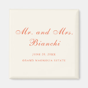 Elegant Terracotta Modern Classic Wedding Magnet