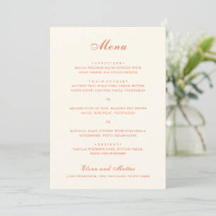 Elegant Terracotta Modern Classic Wedding Menu