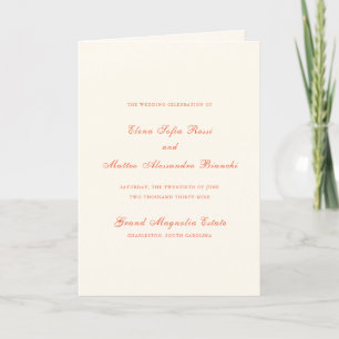 Elegant Terracotta Modern Classic Wedding Programme