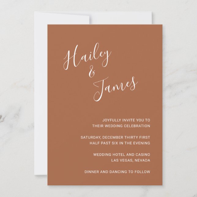 Elegant Terracotta Modern Wedding Invitation (Front)