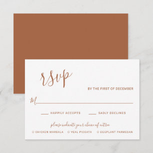 Elegant Terracotta Modern Wedding RSVP Card