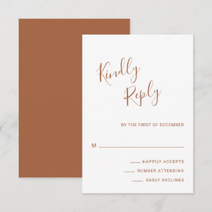 Elegant Terracotta Modern Wedding RSVP Card