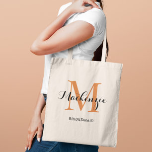 Elegant Terracotta Monogram Bridesmaid Tote Bag