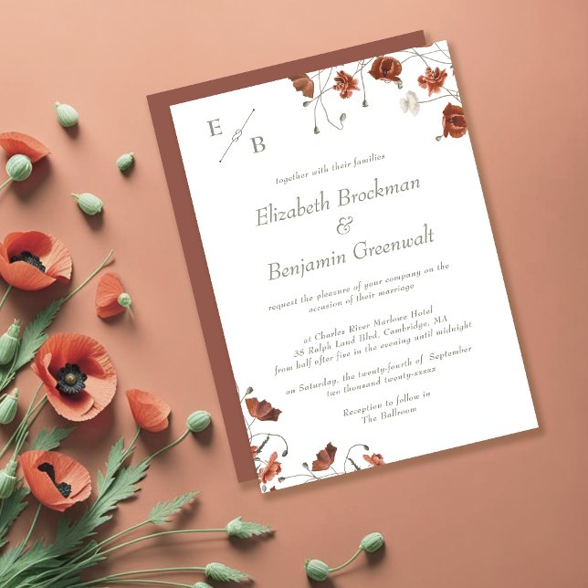 Elegant Terracotta Monogram Contemporary Wedding Invitation (Creator Uploaded)